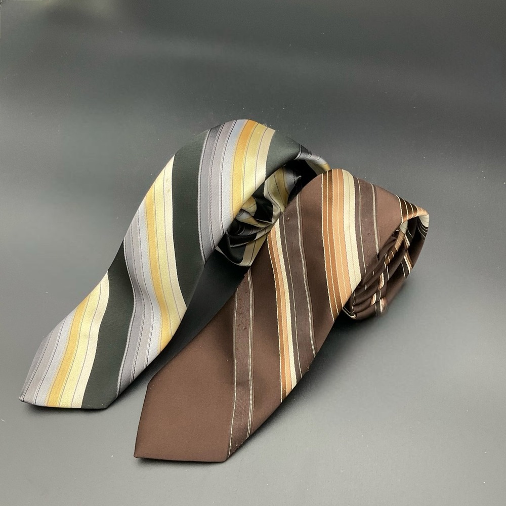 2 vintage Irving Baron Designer Collection Ties 60's 70's Striped New‎ York Lot